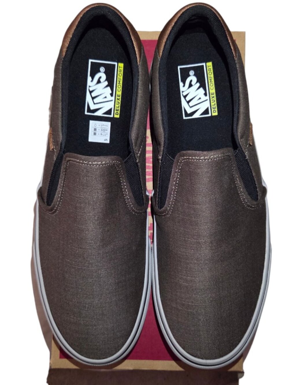 Vans Asher Deluxe Men’s Slip-On Sneakers BNIB Walnut/Grey Size 11.5 - Picture 4 of 7